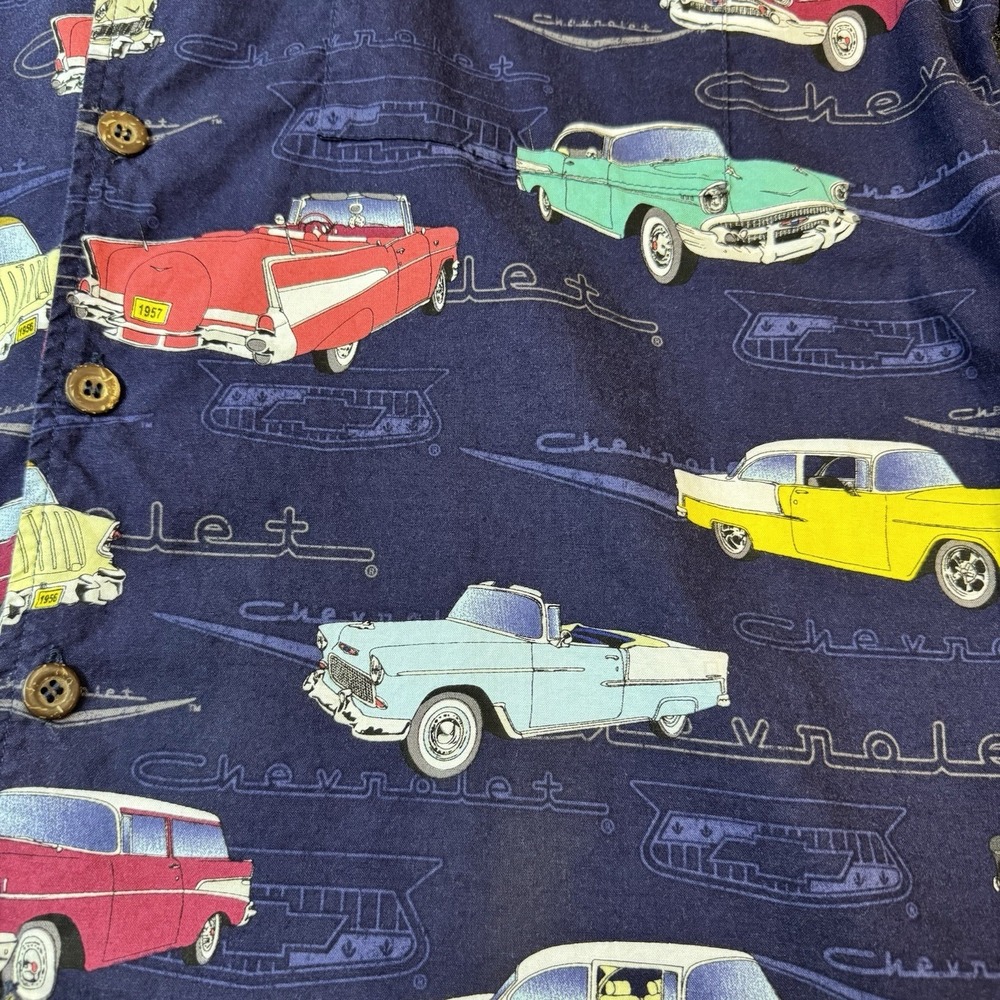 David Carey Shirt Mens XL Classic Chevy Car Hawaiian Aloha Short Sleeve - Picture 3 of 9